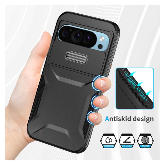 Googl Pixel 10 Pro / 9 Pro Hoesje Camera Slider Back Cover Schokbestendig Zwart afbeelding 7