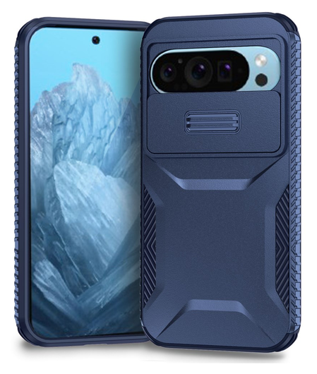 Goolge Pixel 10 Pro / 9 Pro Hoesje Camera Slider Back Cover Schokbestendig Blauw afbeelding 1