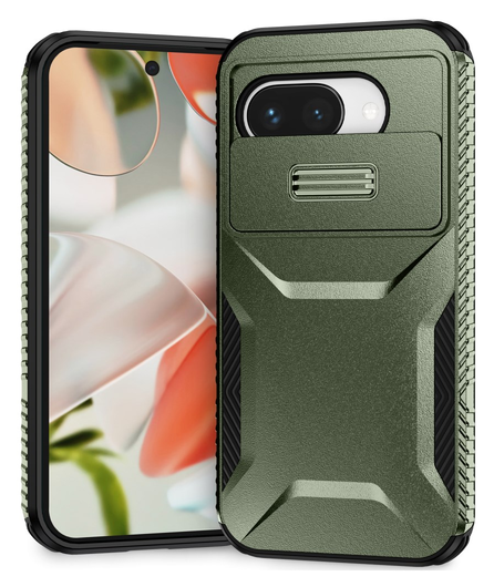 Google Pixel 9a Hoesje Camera Slider Back Cover Schokbestendig Groen afbeelding 1