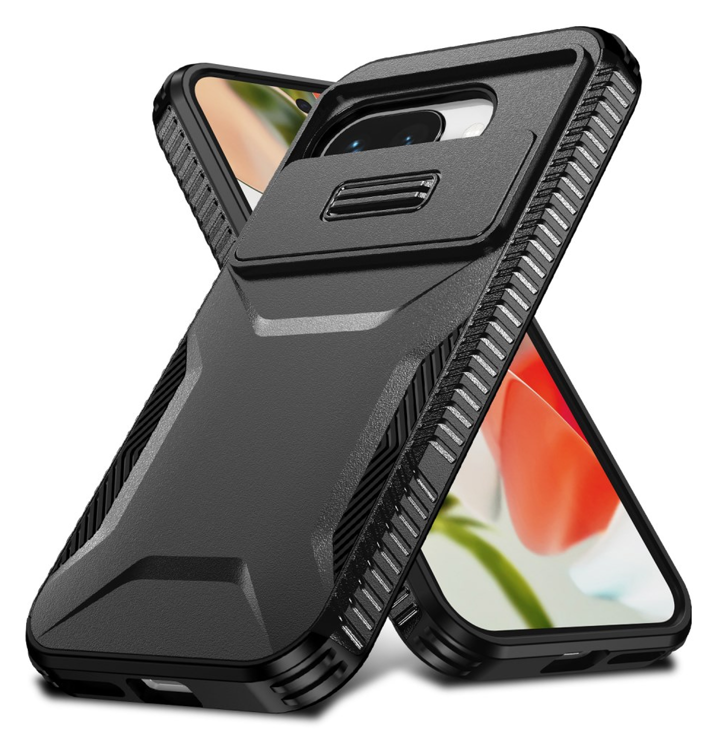 Google Pixel 9a Hoesje Camera Slider Back Cover Schokbestendig Zwart afbeelding 2