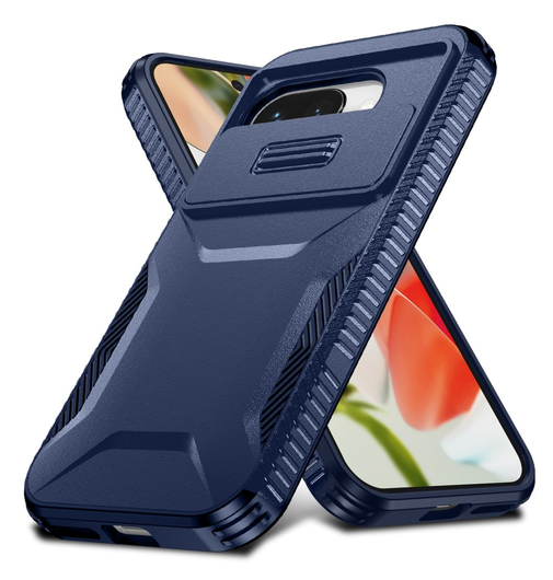 Google Pixel 9a Hoesje Camera Slider Back Cover Schokbestendig Blauw afbeelding 2