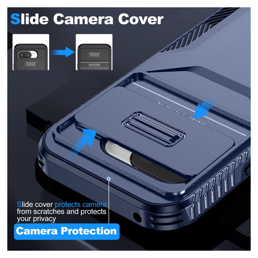 Google Pixel 9a Hoesje Camera Slider Back Cover Schokbestendig Blauw afbeelding 4