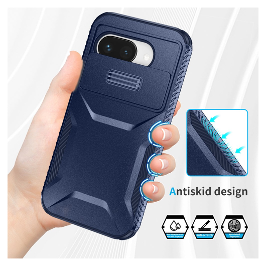 Google Pixel 9a Hoesje Camera Slider Back Cover Schokbestendig Blauw afbeelding 7