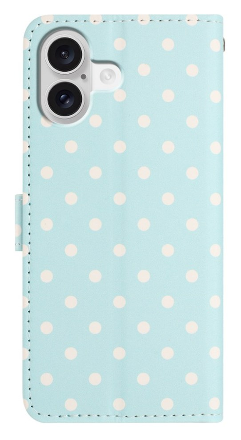 Apple iPhone 16 Hoesje Portemonnee Book Case Polka Dot Blauw afbeelding 8