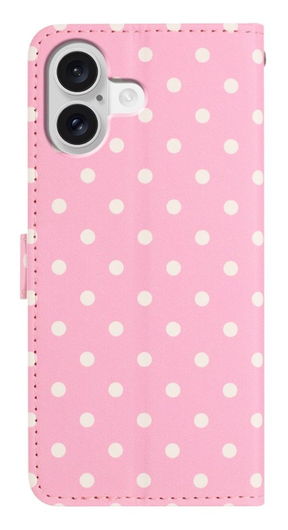 Apple iPhone 16 Hoesje Portemonnee Book Case Polka Dot Roze afbeelding 9