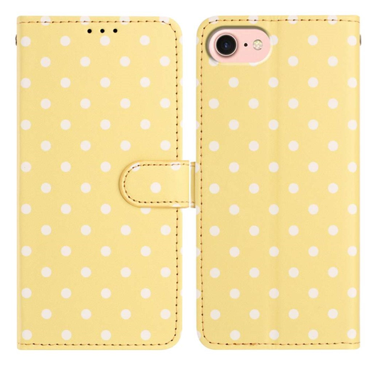 Apple iPhone 16e Hoesje Portemonnee Book Case Polka Dot Geel afbeelding 1
