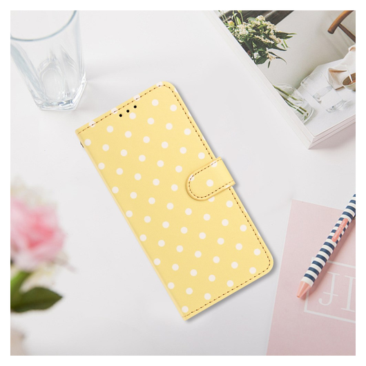 Apple iPhone 16e Hoesje Portemonnee Book Case Polka Dot Geel afbeelding 8