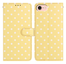 Apple iPhone 16e Hoesje Portemonnee Book Case Polka Dot Geel