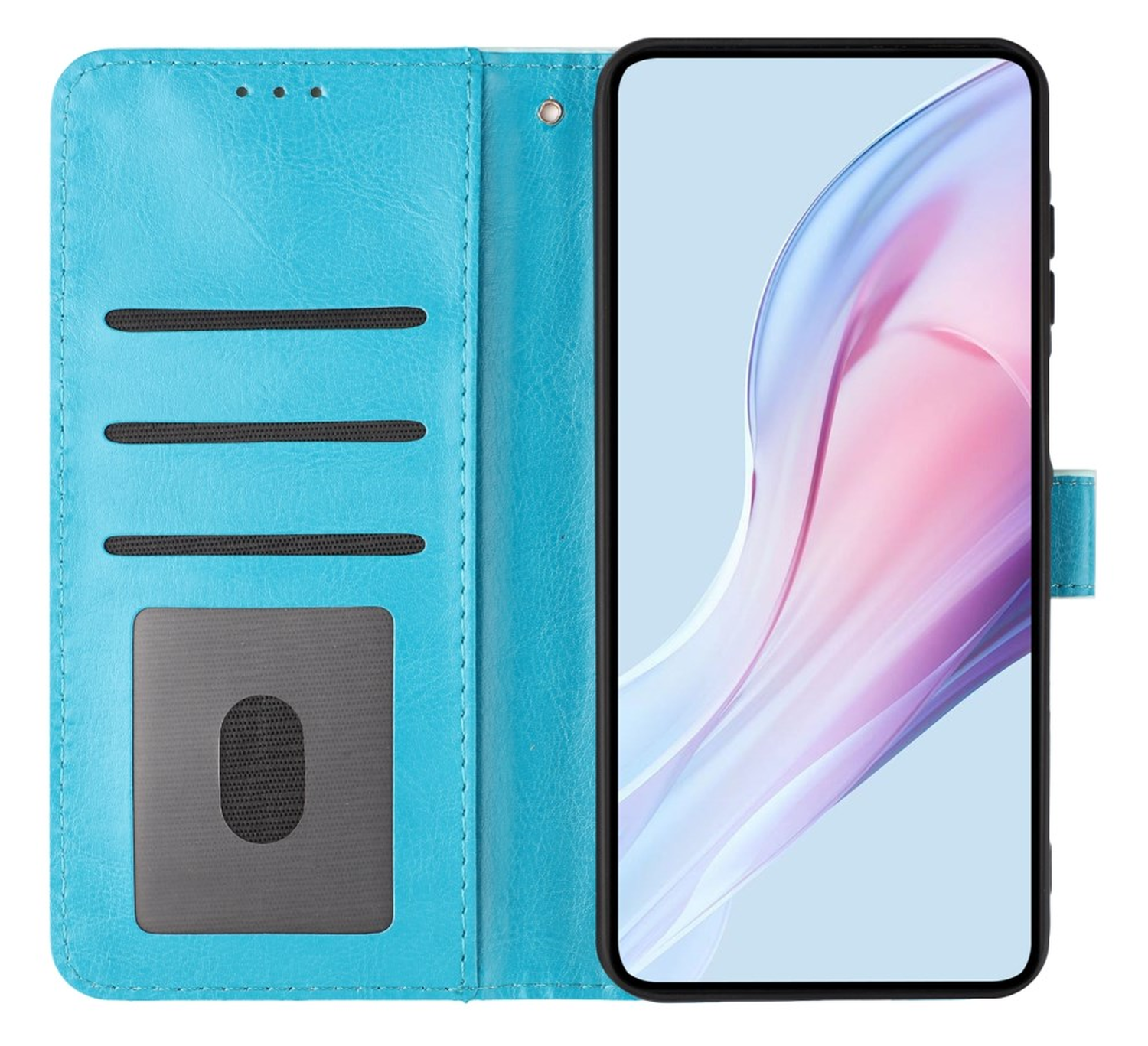 Apple iPhone 16e Hoesje Portemonnee Book Case Polka Dot Blauw afbeelding 5