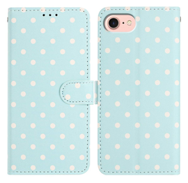 Apple iPhone 16e Hoesje Portemonnee Book Case Polka Dot Blauw afbeelding