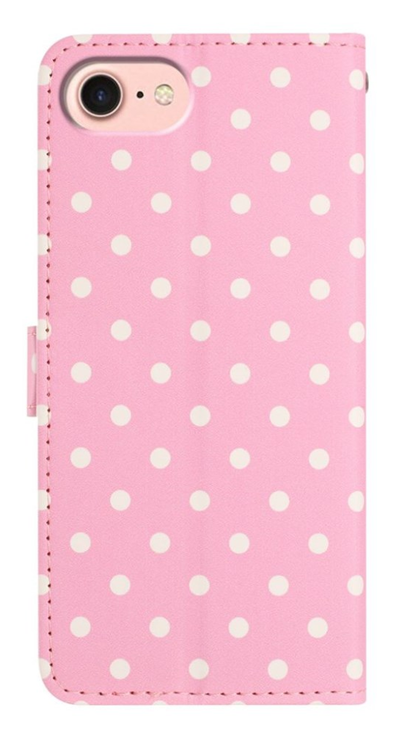Apple iPhone 16e Hoesje Portemonnee Book Case Polka Dot Roze afbeelding 6