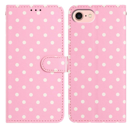 Apple iPhone 16e Hoesje Portemonnee Book Case Polka Dot Roze