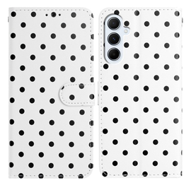 Samsung Galaxy A55 Hoesje Portemonnee Book Case Polka Dot Wit