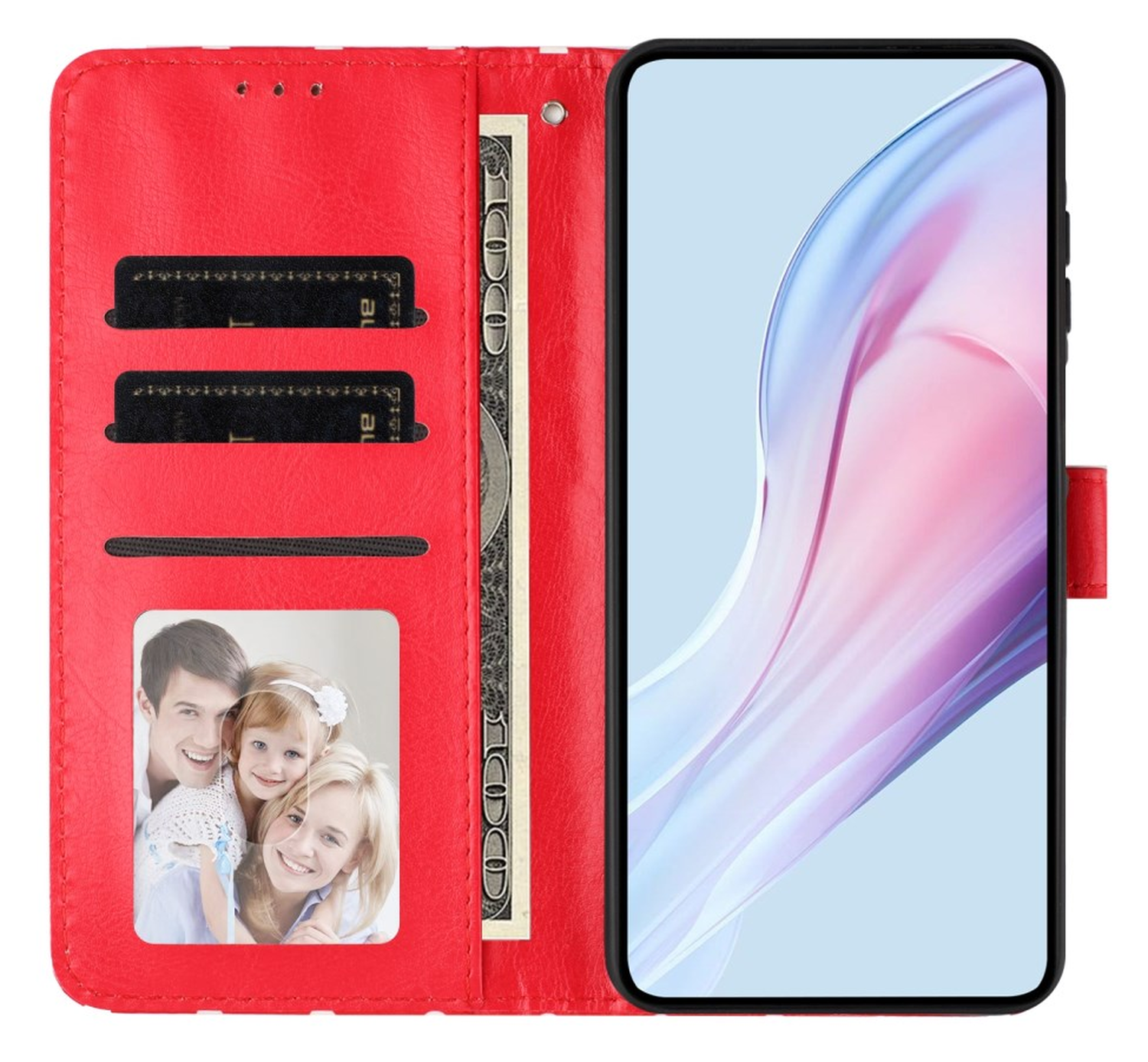 Samsung Galaxy A55 Hoesje Portemonnee Book Case Polka Dot Rood afbeelding 13