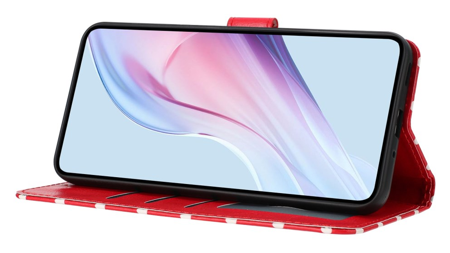 Samsung Galaxy A55 Hoesje Portemonnee Book Case Polka Dot Rood afbeelding 5