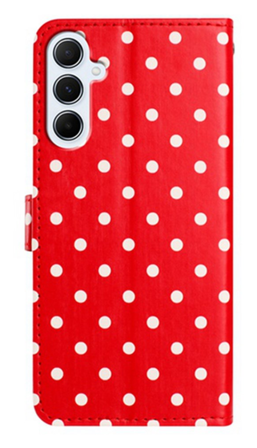 Samsung Galaxy A55 Hoesje Portemonnee Book Case Polka Dot Rood afbeelding 6