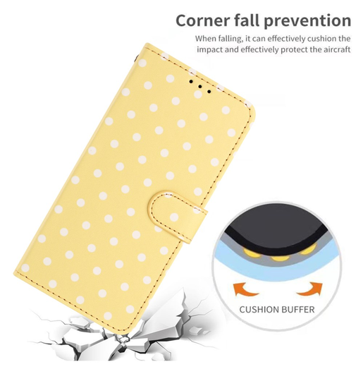 Samsung Galaxy A35 Hoesje Portemonnee Book Case Polka Dot Geel afbeelding 8