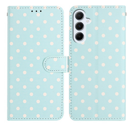 Samsung Galaxy A35 Hoesje Portemonnee Book Case Polka Dot Blauw