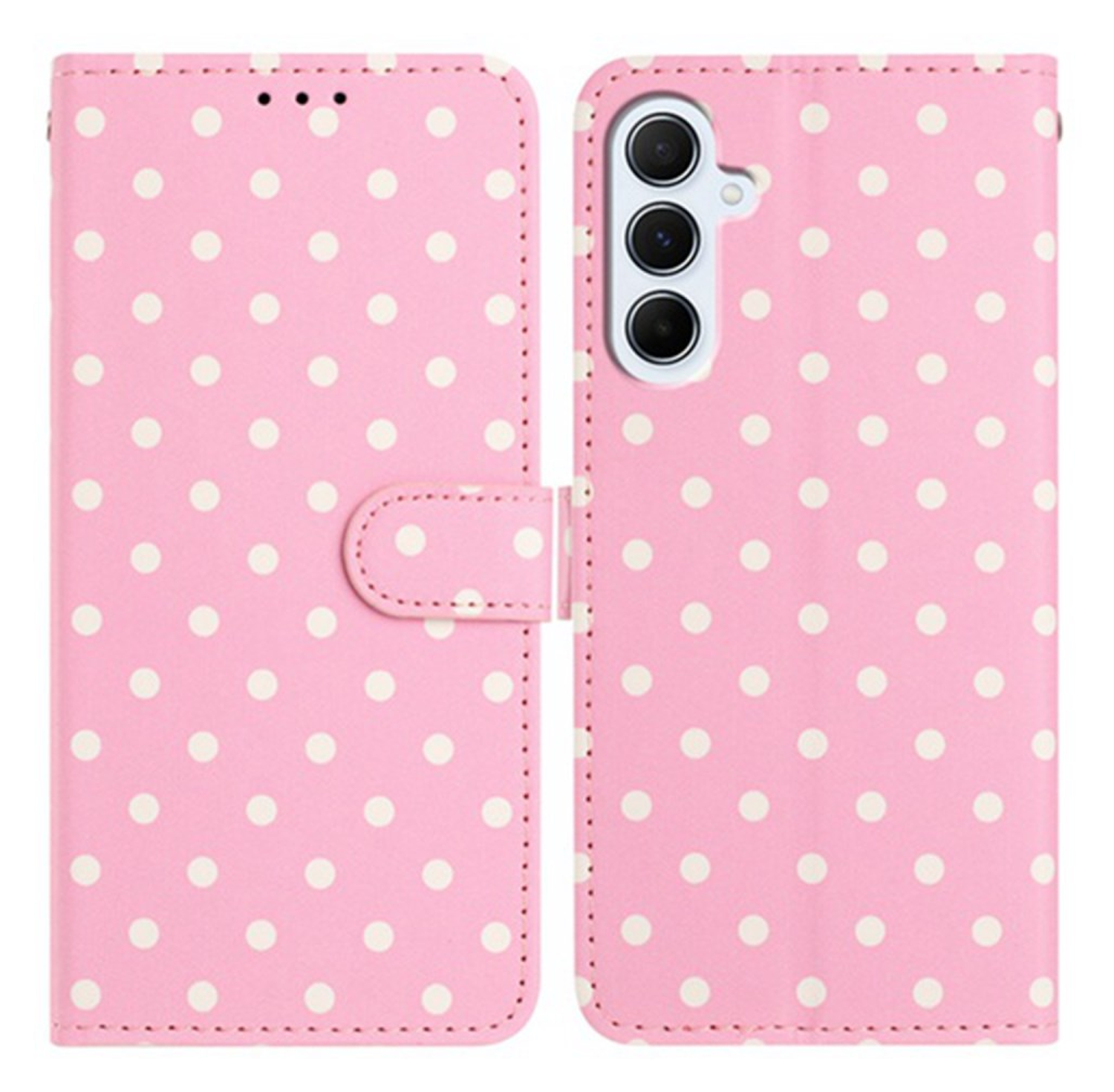 Samsung Galaxy A35 Hoesje Portemonnee Book Case Polka Dot Roze afbeelding 1