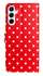 Samsung Galaxy A35 Hoesje Portemonnee Book Case Polka Dot Rood afbeelding 5