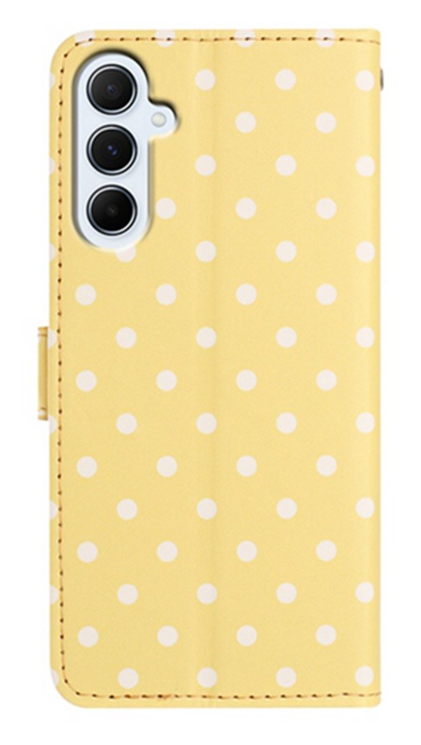 Samsung Galaxy A17 / A26 Hoesje Portemonnee Book Case Polka Dot Geel afbeelding 6