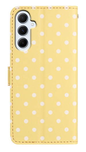 Samsung Galaxy A16 Hoesje Portemonnee Book Case Polka Dot Geel afbeelding 6