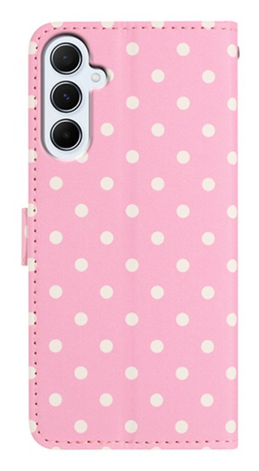 Samsung Galaxy A16 Hoesje Portemonnee Book Case Polka Dot Roze afbeelding 6