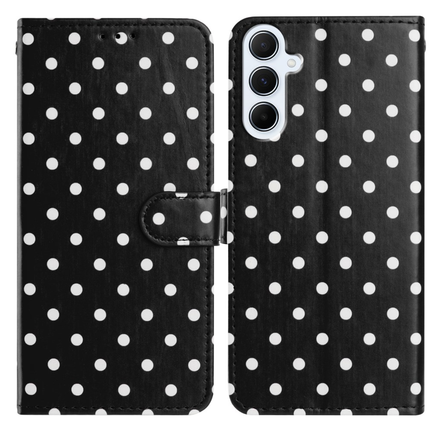 Samsung Galaxy S25 FE Hoesje Portemonnee Book Case Polka Dot Zwart afbeelding 1