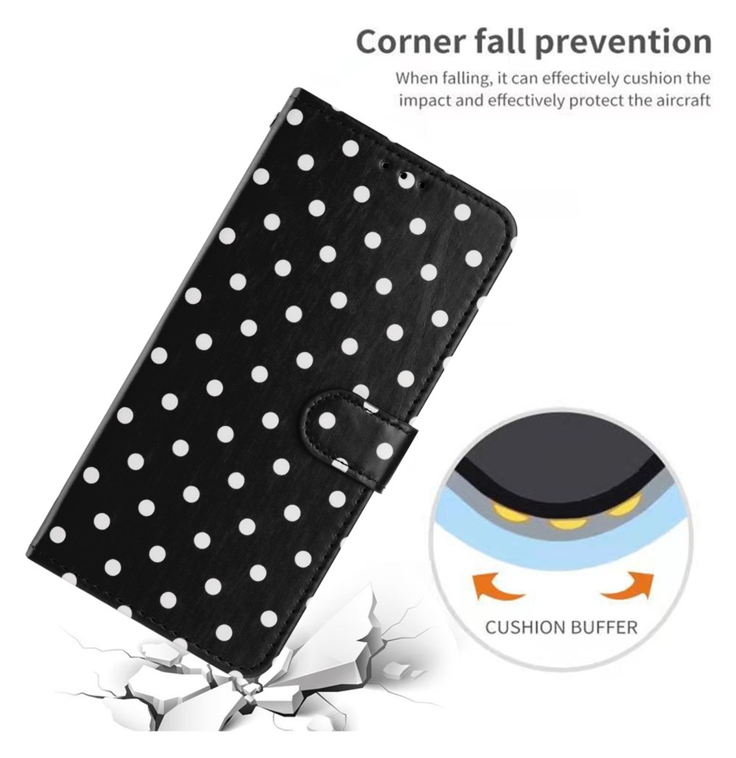 Samsung Galaxy S25 FE Hoesje Portemonnee Book Case Polka Dot Zwart afbeelding 5