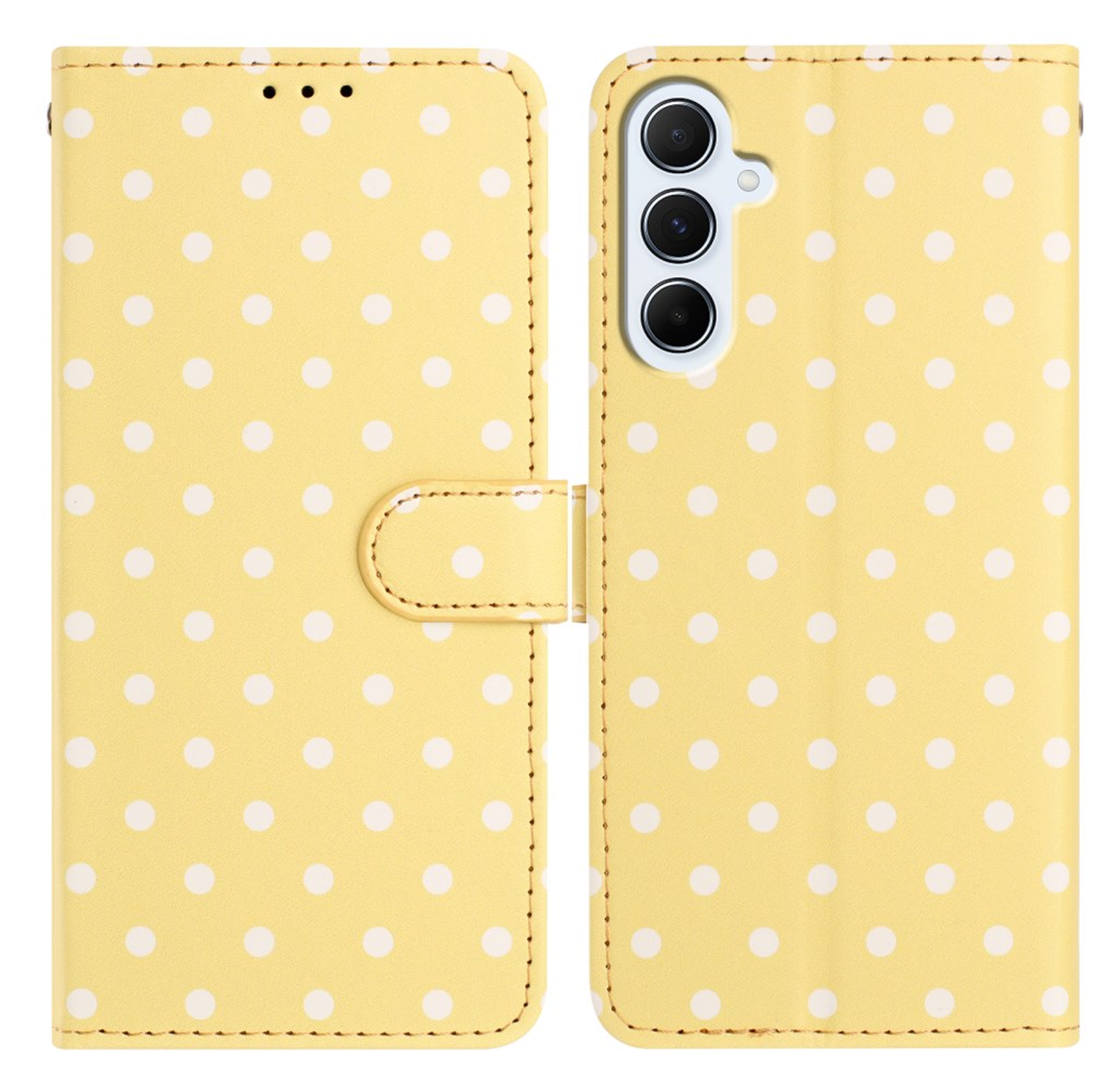 Samsung Galaxy S25 FE Hoesje Portemonnee Book Case Polka Dot Geel afbeelding 1