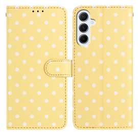 Samsung Galaxy S25 FE Hoesje Portemonnee Book Case Polka Dot Geel