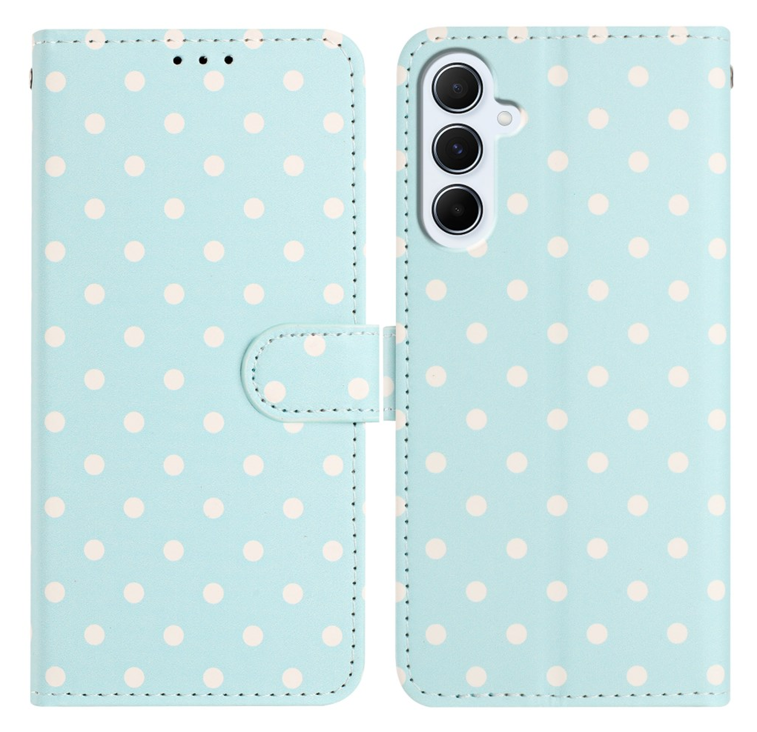 Samsung Galaxy S25 FE Hoesje Portemonnee Book Case Polka Dot Blauw afbeelding 1
