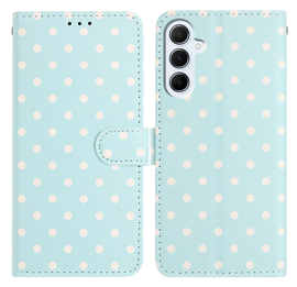 Samsung Galaxy S25 FE Hoesje Portemonnee Book Case Polka Dot Blauw afbeelding
