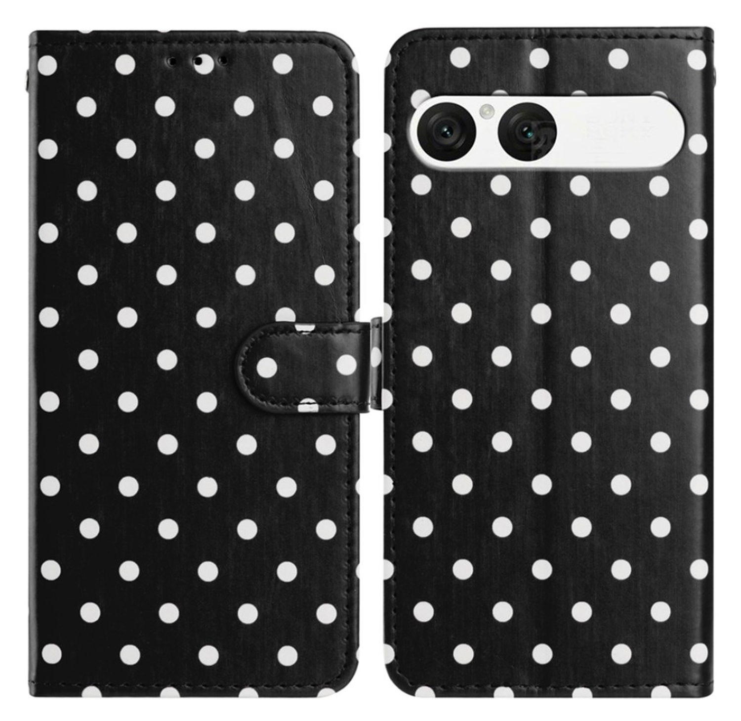 Sony Xperia 10 VII Hoesje Portemonnee Book Case Polka Dot Zwart afbeelding 1