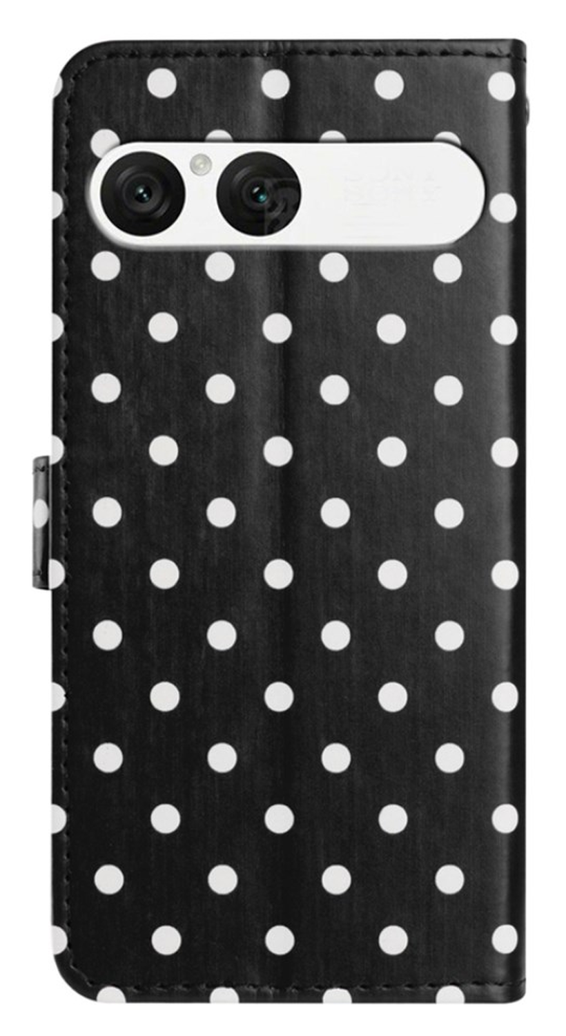 Sony Xperia 10 VII Hoesje Portemonnee Book Case Polka Dot Zwart afbeelding 6