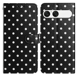 Sony Xperia 10 VII Hoesje Portemonnee Book Case Polka Dot Zwart afbeelding