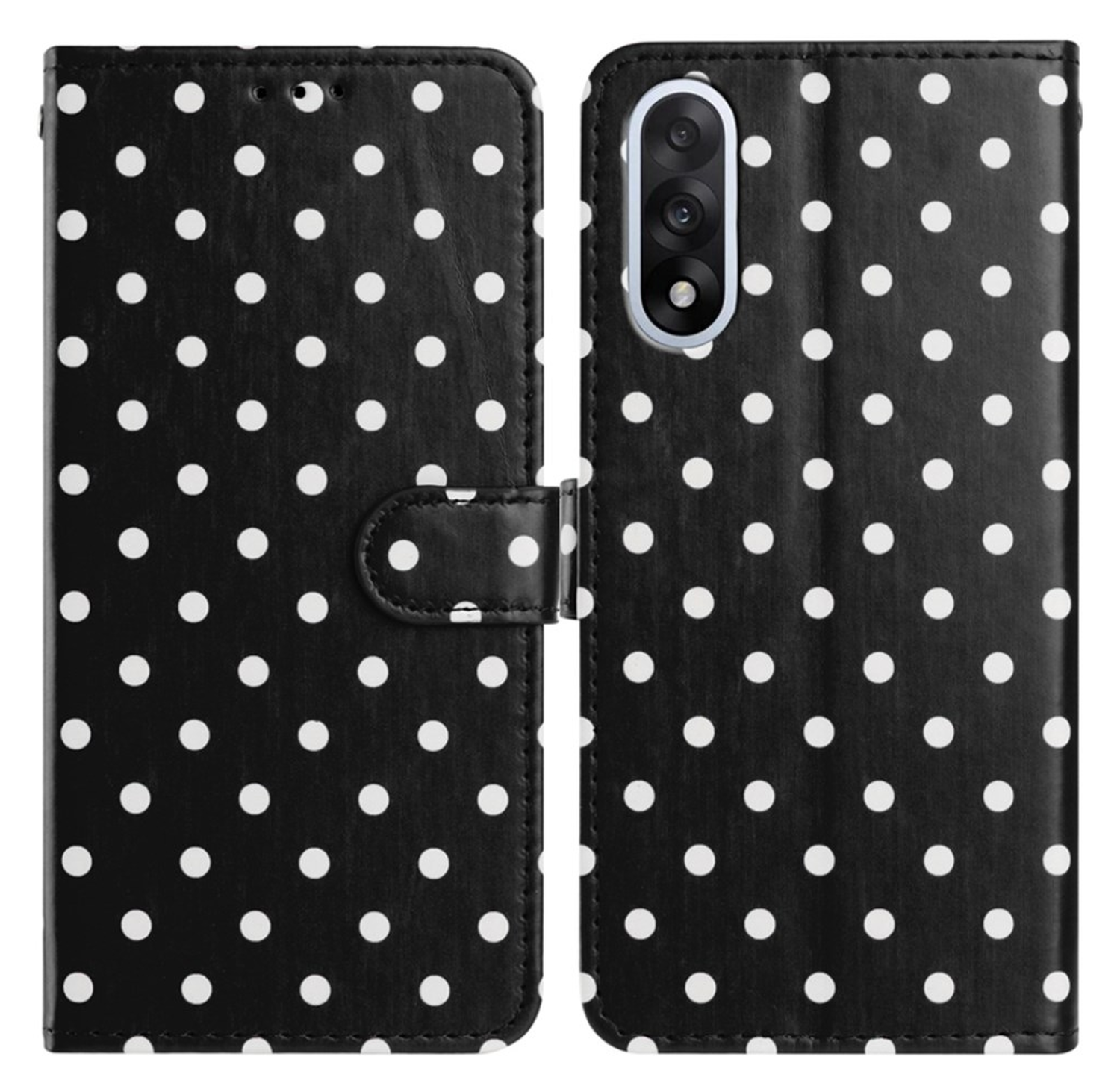 OnePlus Nord 5 Hoesje Portemonnee Book Case Polka Dot Zwart afbeelding 1