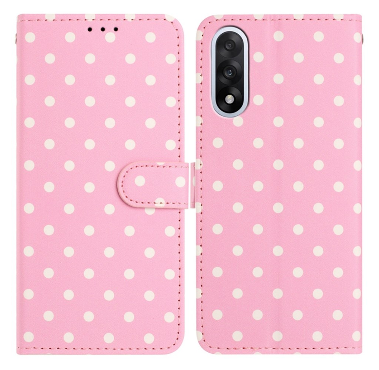 OnePlus Nord 5 Hoesje Portemonnee Book Case Polka Dot Roze afbeelding 1