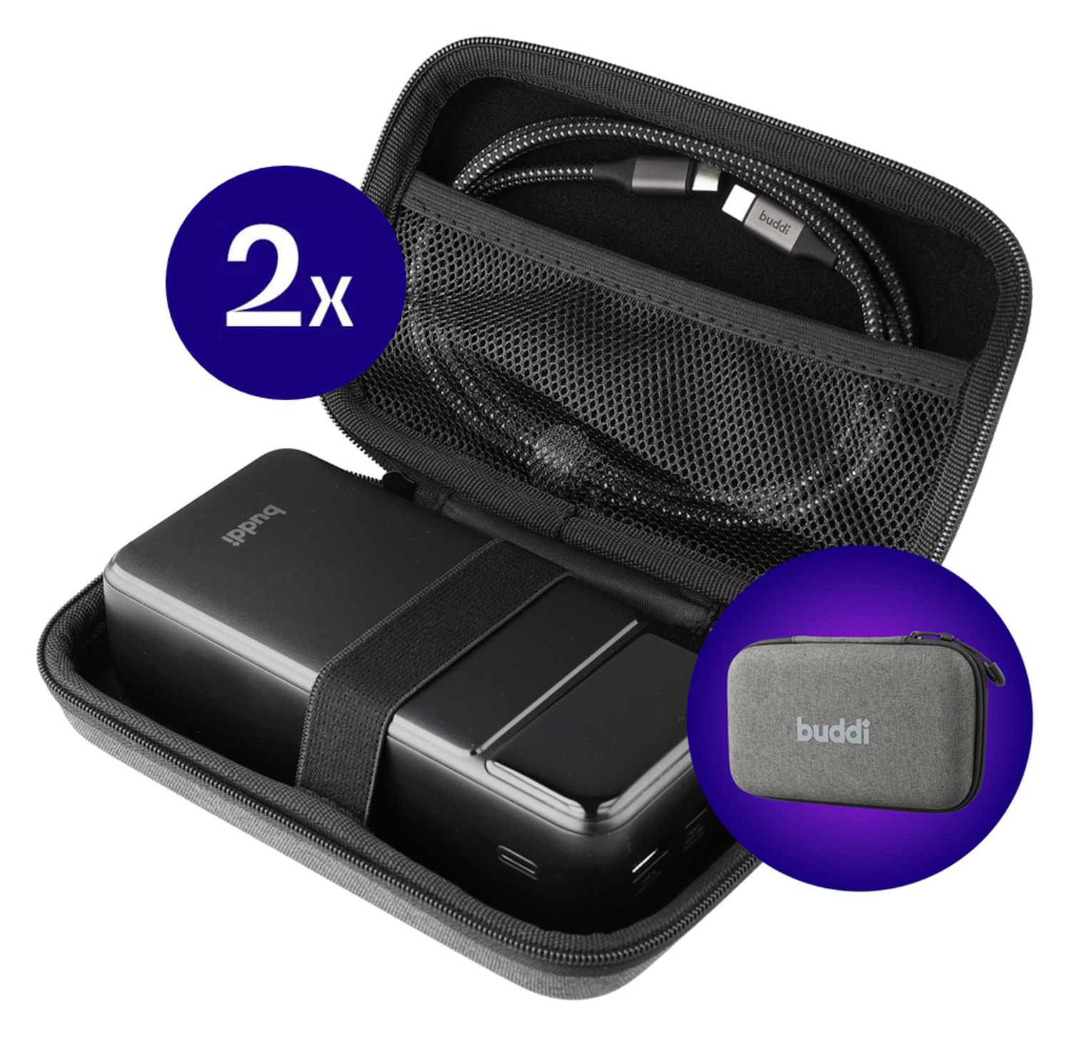 Buddi Sorted Organizer Hoes voor Powerbank & Kabels 2-Pack - Medium afbeelding 1