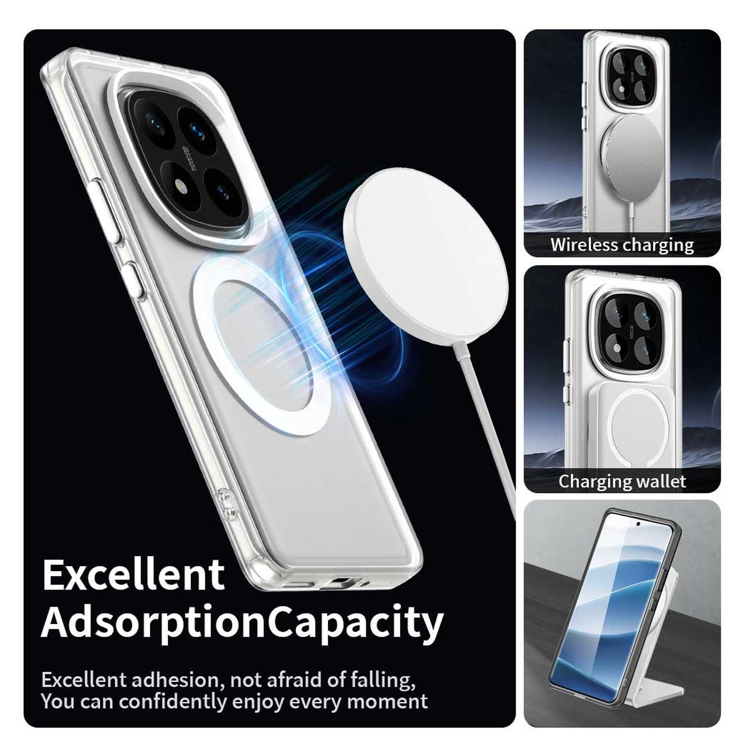 Xiaomi Poco X7 / Redmi Note 14 Pro 5G Hoesje MagSafe Semi-Transparant & Wit afbeelding 6