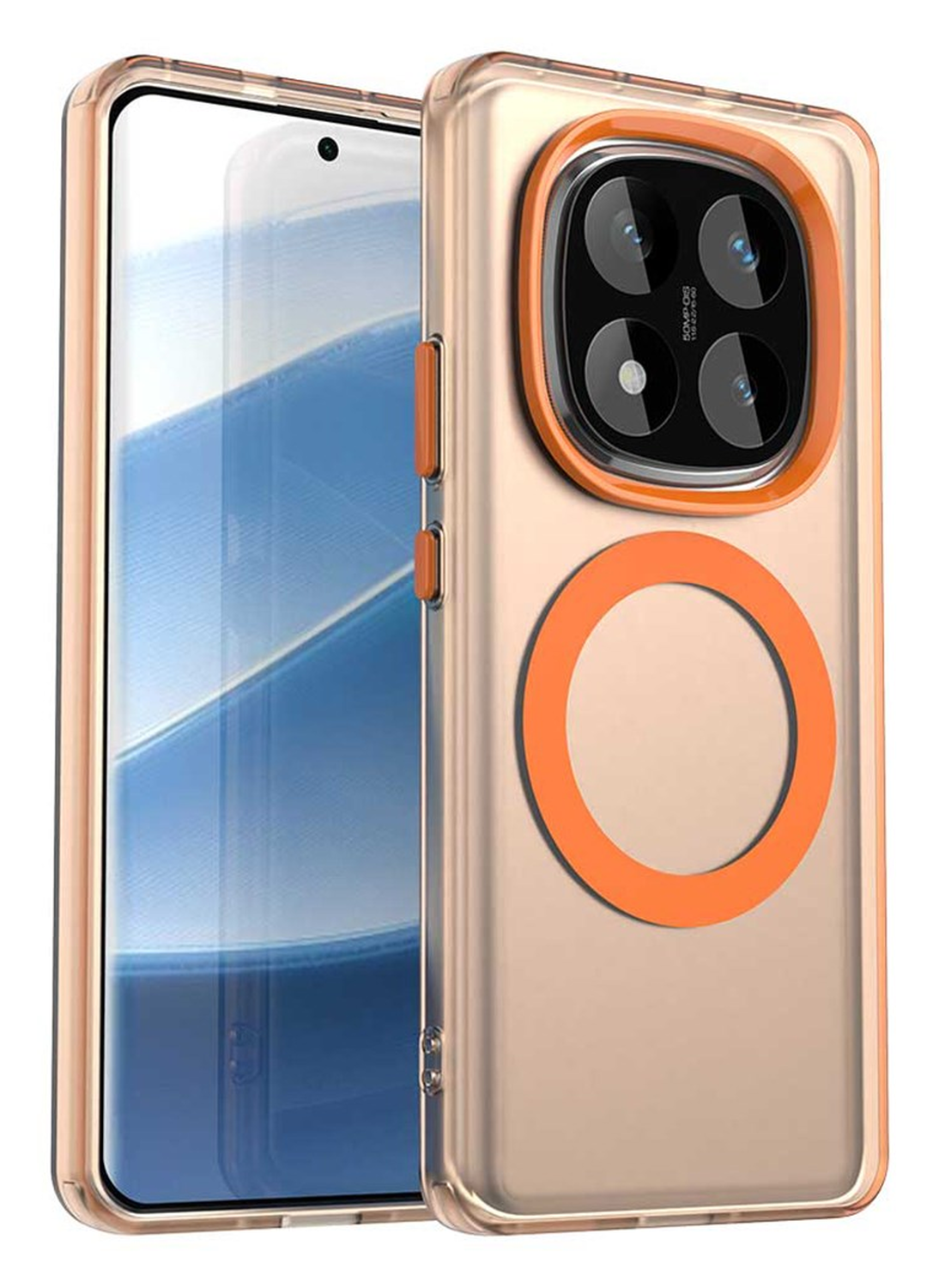 Xiaomi Poco X7 / Redmi Note 14 Pro 5G Hoesje MagSafe Semi-Transparant & Oranje afbeelding 1