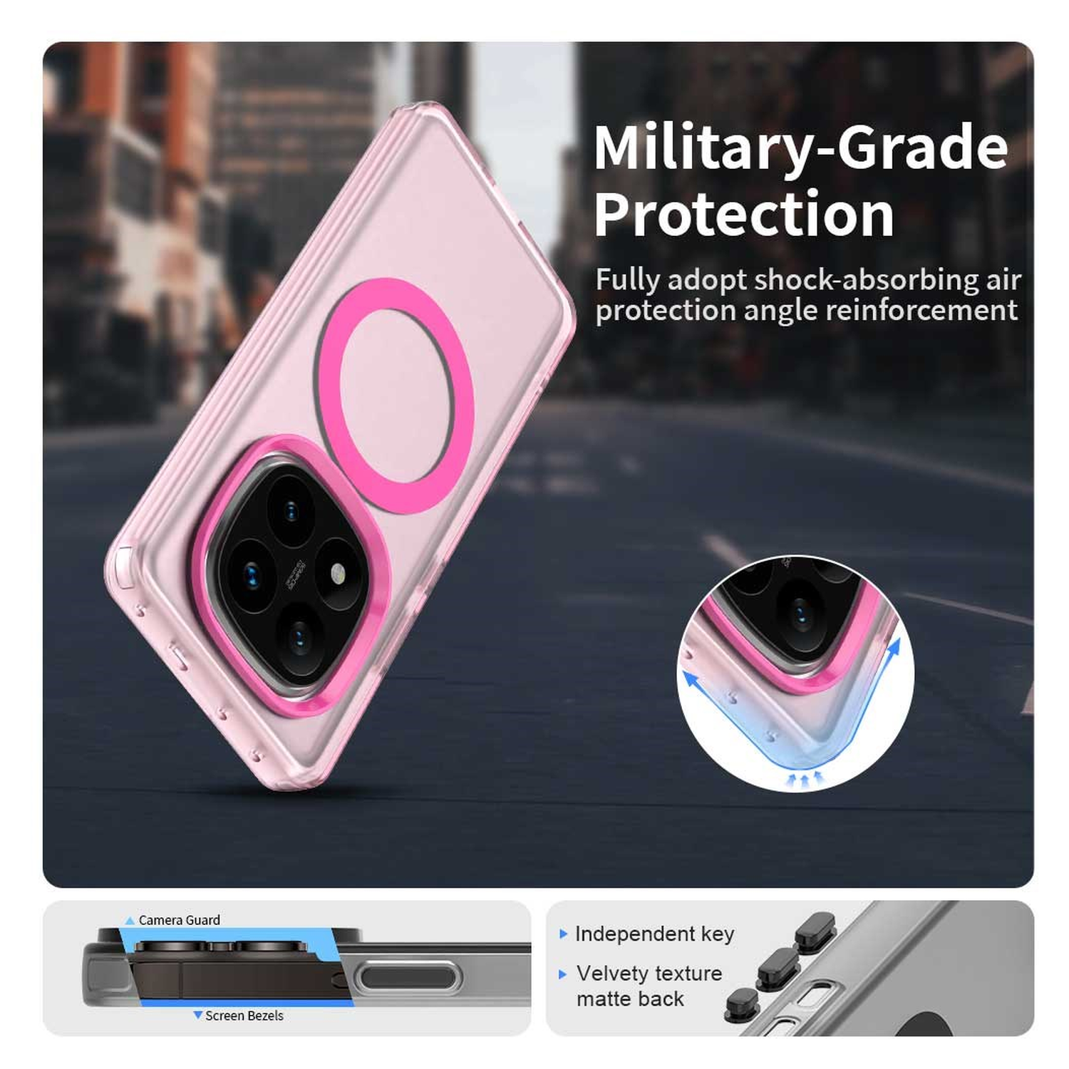 Xiaomi Poco X7 / Redmi Note 14 Pro 5G Hoesje MagSafe Semi-Transparant & Roze afbeelding 5