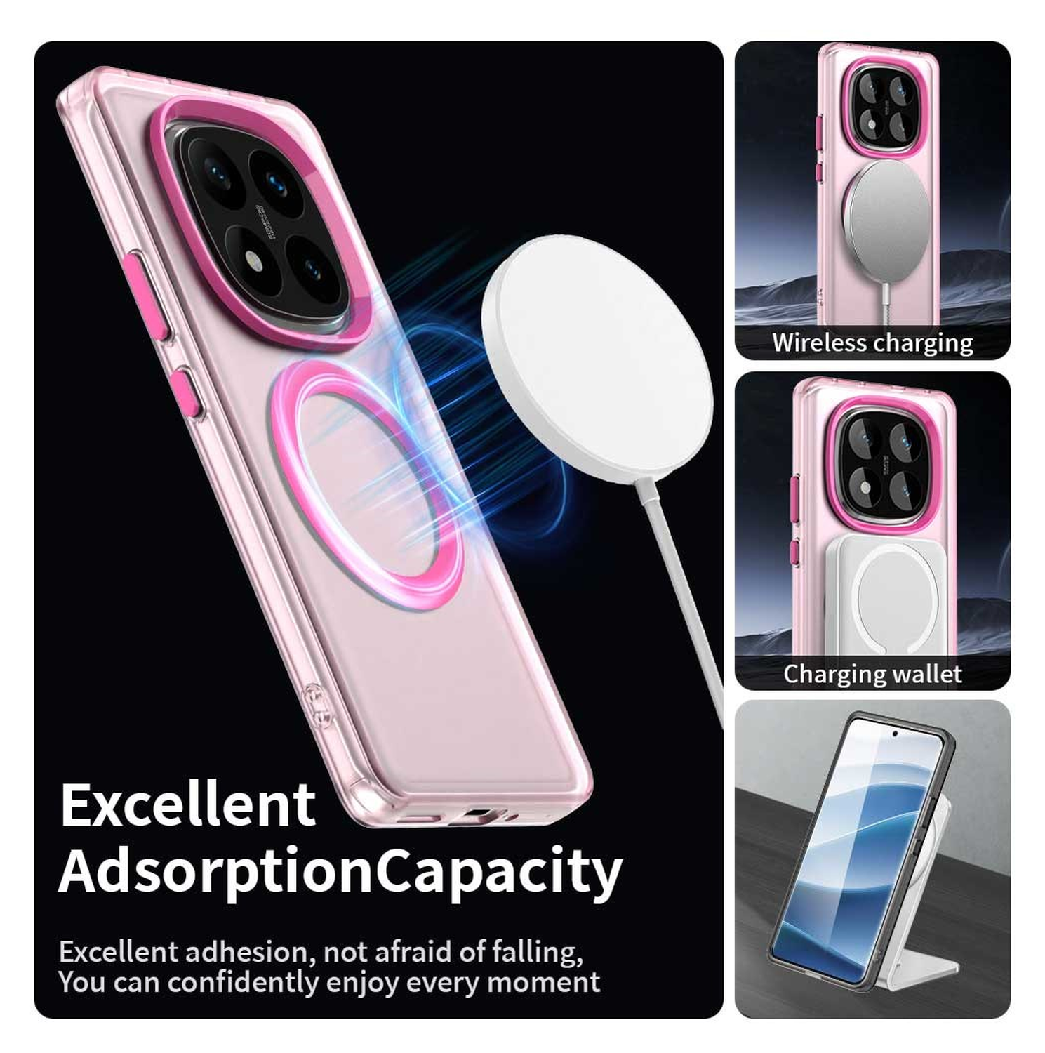 Xiaomi Poco X7 / Redmi Note 14 Pro 5G Hoesje MagSafe Semi-Transparant & Roze afbeelding 6