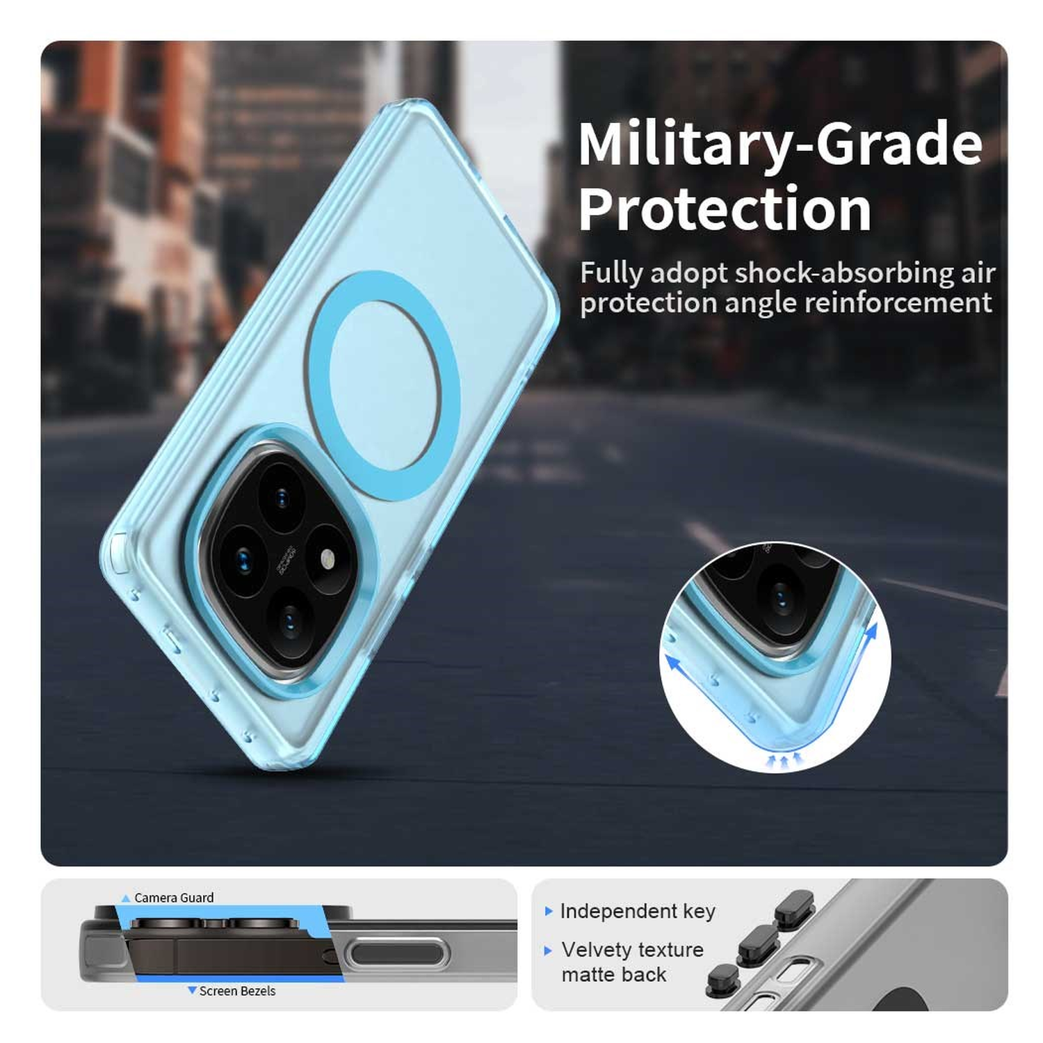 Xiaomi Poco X7 / Redmi Note 14 Pro 5G Hoesje MagSafe Semi-Transparant & Blauw afbeelding 5