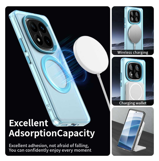 Xiaomi Poco X7 / Redmi Note 14 Pro 5G Hoesje MagSafe Semi-Transparant & Blauw afbeelding 6