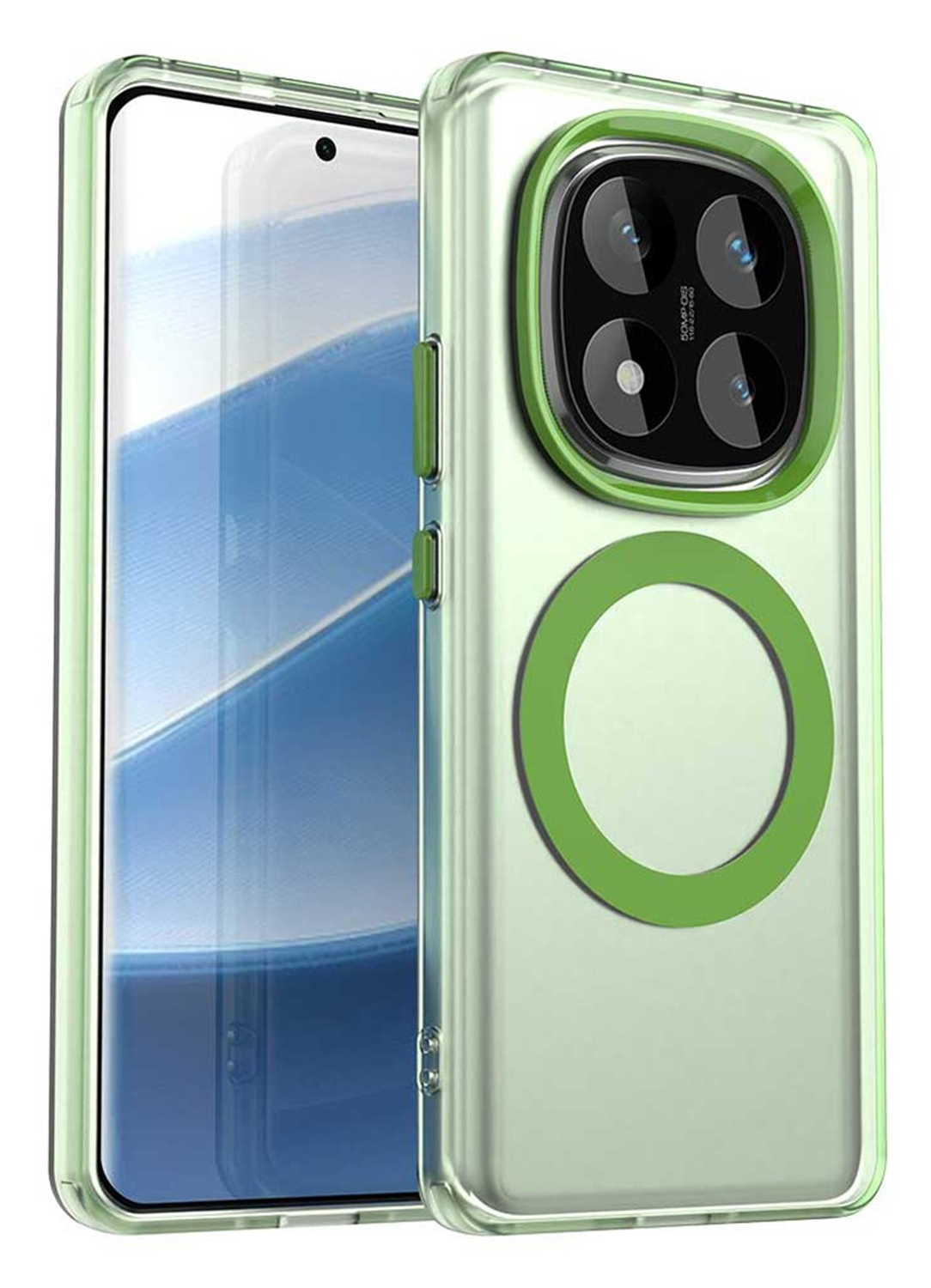 Xiaomi Poco X7 / Redmi Note 14 Pro 5G Hoesje MagSafe Semi-Transparant & Groen afbeelding 1