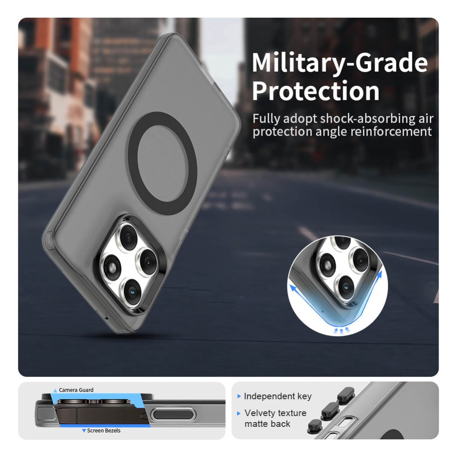 Motorola Edge 60 Fusion Hoesje MagSafe Backcover Semi-Transparant & Zwart afbeelding 4