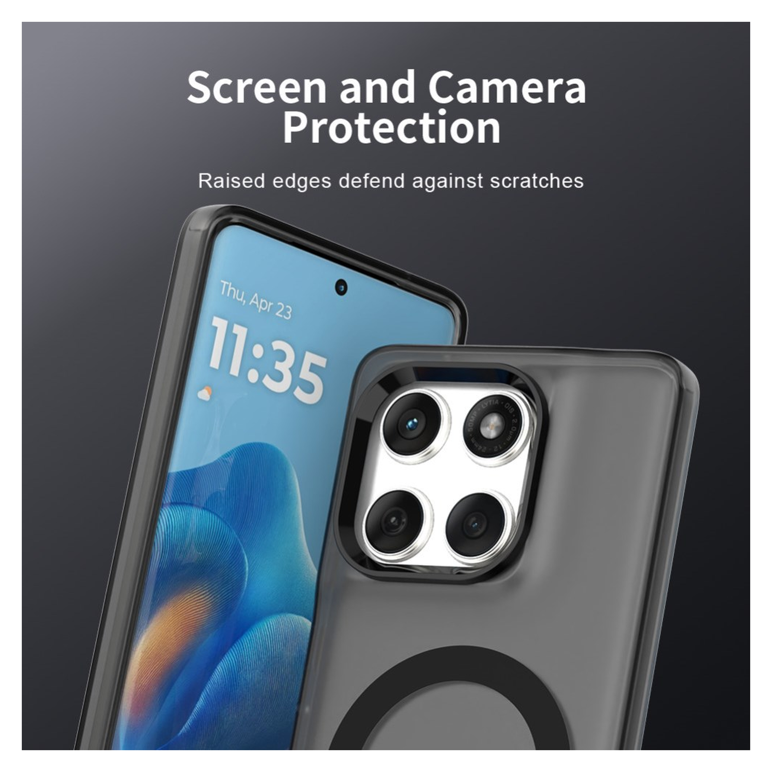 Motorola Edge 60 Fusion Hoesje MagSafe Backcover Semi-Transparant & Zwart afbeelding 8