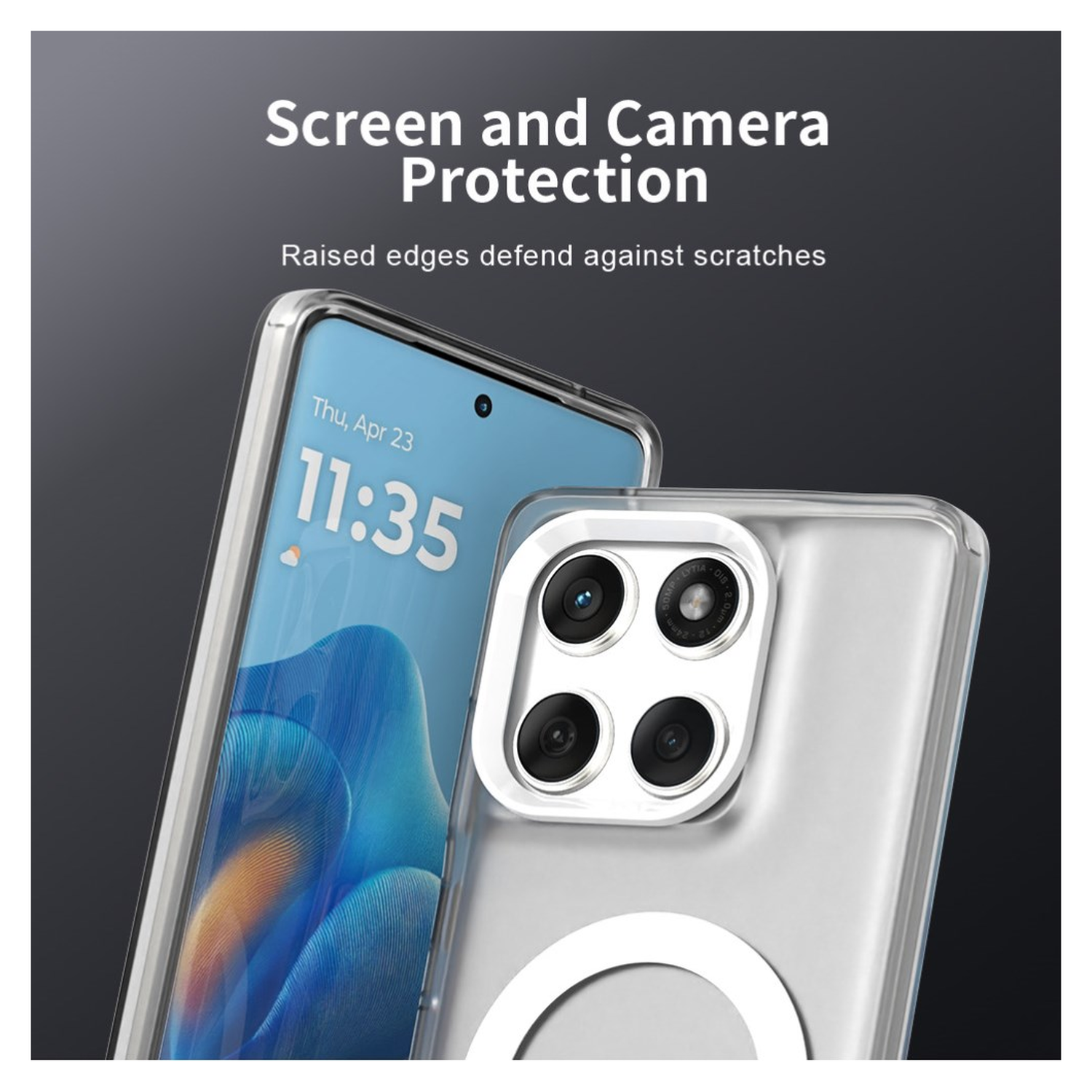 Motorola Edge 60 Fusion Hoesje MagSafe Backcover Semi-Transparant & Wit afbeelding 8