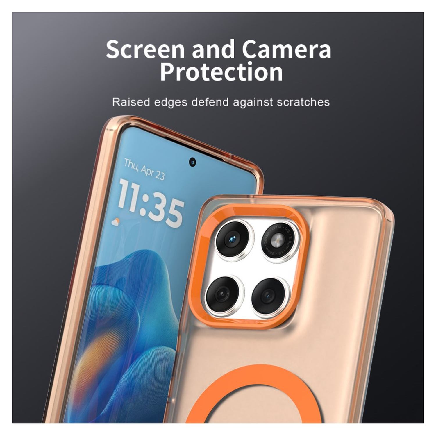 Motorola Edge 60 Fusion Hoesje MagSafe Backcover Semi-Transparant & Oranje afbeelding 8